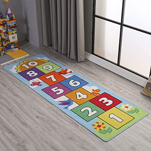 Dafina Specialties Hop and Count Hopscotch Rug, Kids Floor Play Area Rug Game Carpet Crawl Jump Mat, Children Numbers Learning Non-Slip Rug, Great for Ages 3 to 7 Boys Girls, Home Decor, 26''x55'' - Image 2