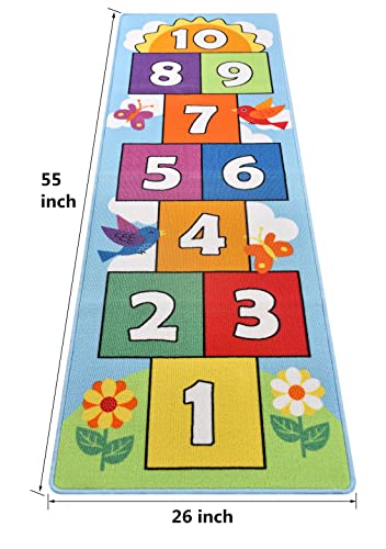 Dafina Specialties Hop and Count Hopscotch Rug, Kids Floor Play Area Rug Game Carpet Crawl Jump Mat, Children Numbers Learning Non-Slip Rug, Great for Ages 3 to 7 Boys Girls, Home Decor, 26''x55'' - Image 5