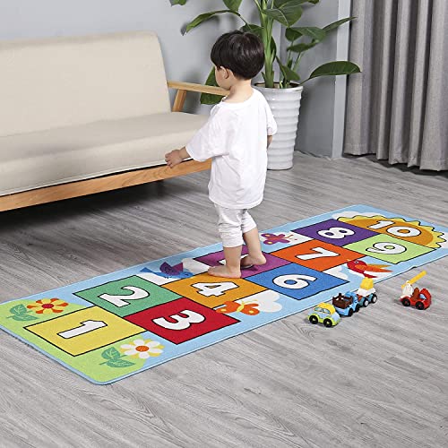 Dafina Specialties Hop and Count Hopscotch Rug, Kids Floor Play Area Rug Game Carpet Crawl Jump Mat, Children Numbers Learning Non-Slip Rug, Great for Ages 3 to 7 Boys Girls, Home Decor, 26''x55'' - Image 4