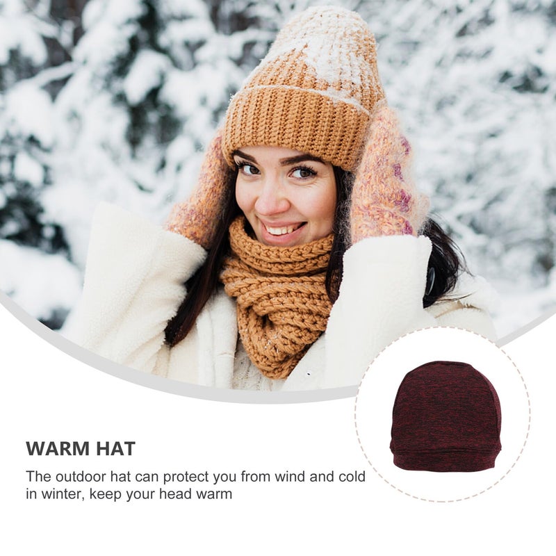 Light Coffee Velour Winter Beanie Hat For Women Outdoor Cycling Riding Anti Cold Warm Cap - Image 4