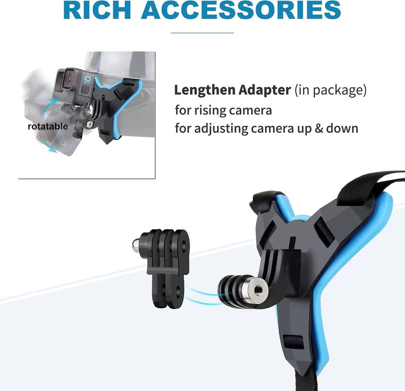 CERLINK حامل خوذة مع حزام ذقن مع مشبك حامل موبايل وبرغي متوافق مع جميع الهواتف الذكية GoPro Hero 9/8/7/6، SJCAM، Yi، DJI Osmo Action وكاميرات الحركة الأخرى - Image 2