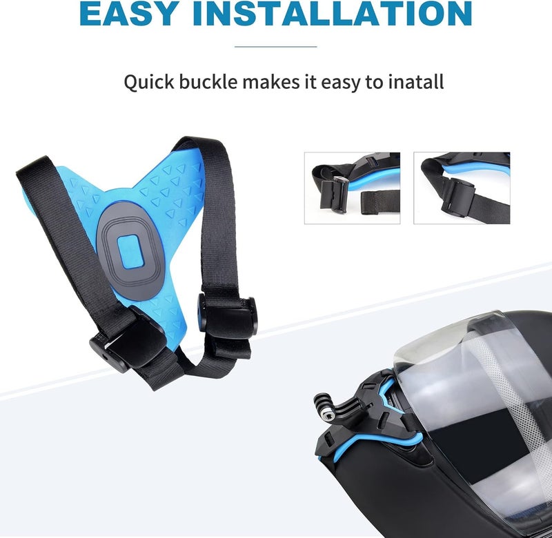 CERLINK حامل خوذة مع حزام ذقن مع مشبك حامل موبايل وبرغي متوافق مع جميع الهواتف الذكية GoPro Hero 9/8/7/6، SJCAM، Yi، DJI Osmo Action وكاميرات الحركة الأخرى - Image 3