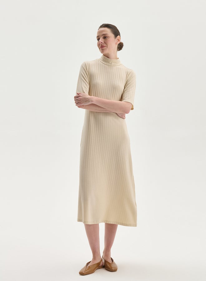 LC WAIKIKI Funnel Neck Textured Women's Dress - Image 1