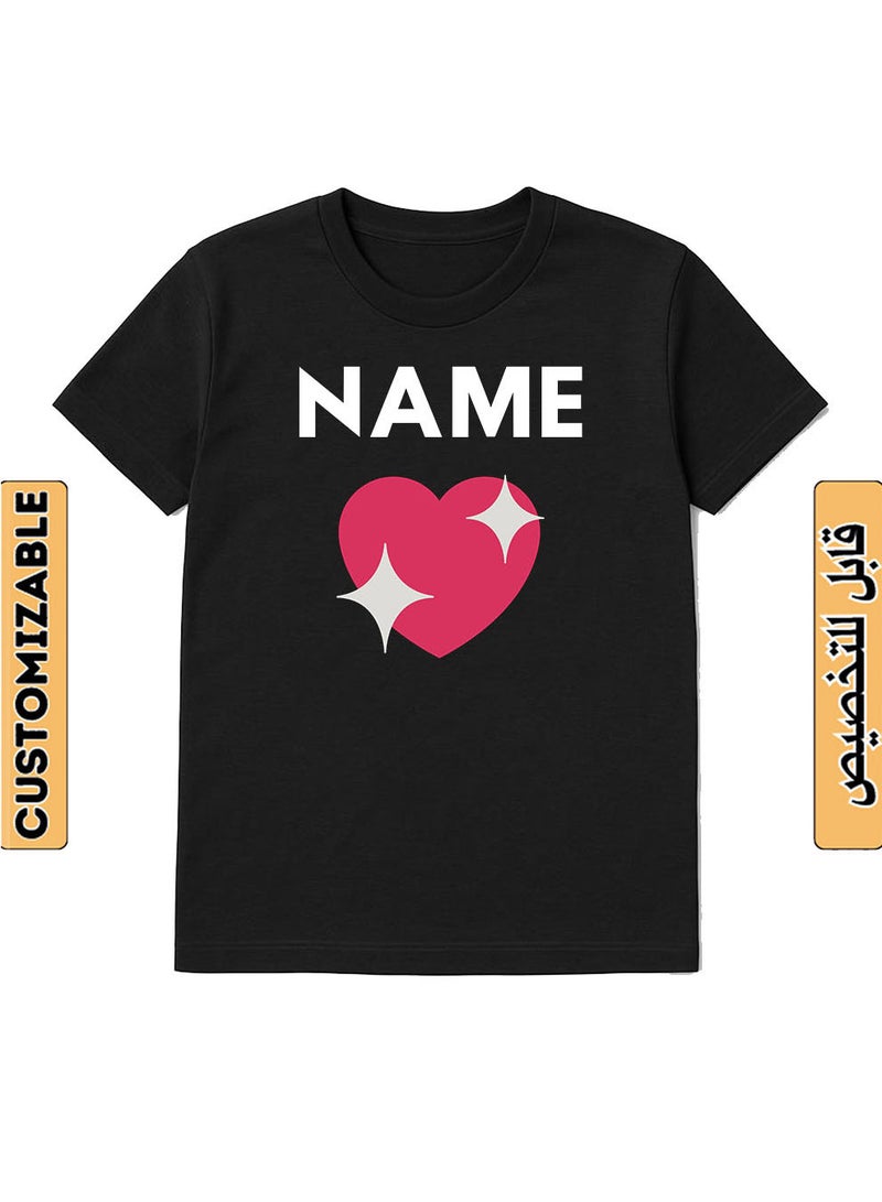 لوحة تيشيرت قطن قابل للتخصيص باسمك مع تصميم قلب أحمر - Image 1