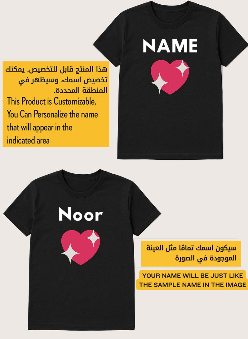 لوحة تيشيرت قطن قابل للتخصيص باسمك مع تصميم قلب أحمر - Image 2