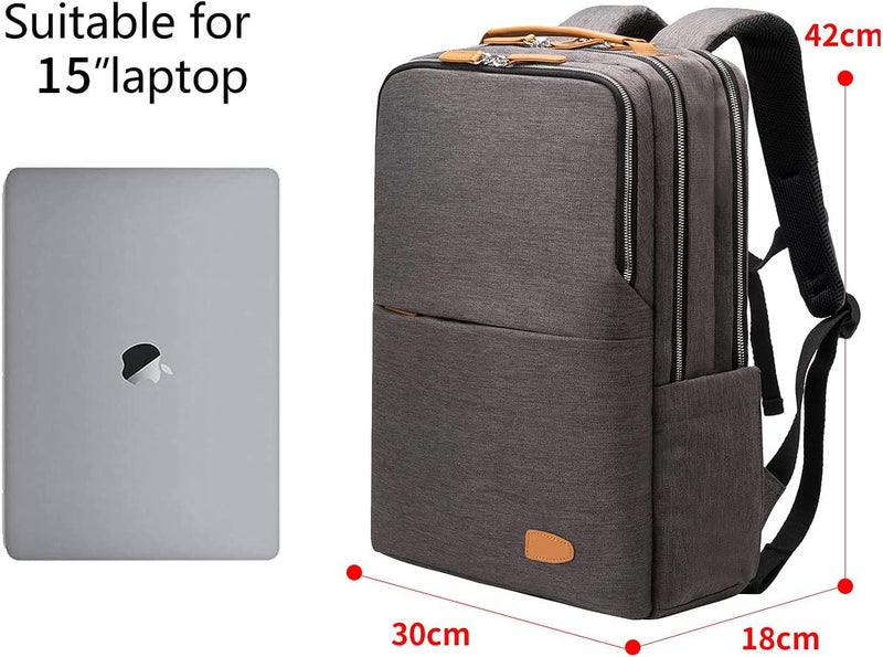 Contacts Unisex Bagpack For Travel Bag Business Computer Backpacks 4 Compartment Laptop Backpack, Waterproof Backpack, 15.6 Inch Laptop Backpack, Daypack, USB (Grey) - Image 2