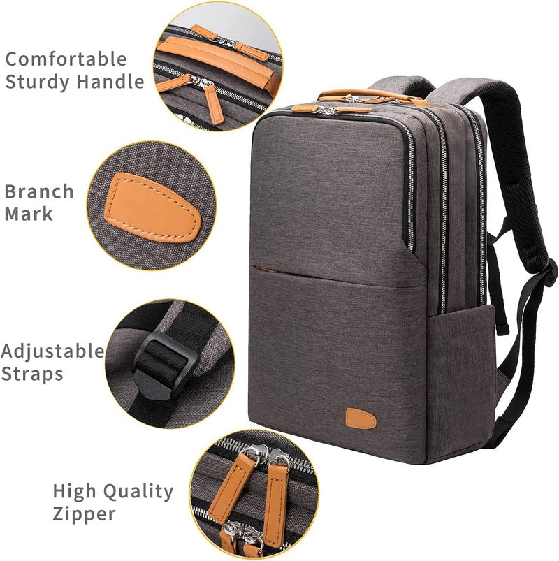 Contacts Unisex Bagpack For Travel Bag Business Computer Backpacks 4 Compartment Laptop Backpack, Waterproof Backpack, 15.6 Inch Laptop Backpack, Daypack, USB (Grey) - Image 4