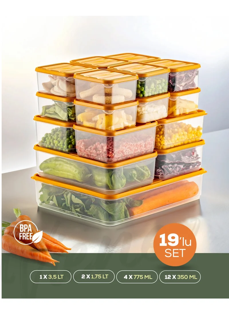 فينيف 19LU Refrigerator Organizer Microwaveable Freezer Storage Container Orange
