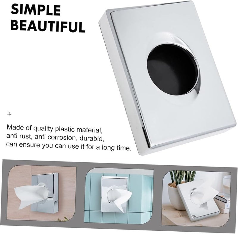 صندوق تخزين المناديل البلاستيكي الأبيض لحامل المنزل والمكتب والسيارة بتصميم مدمج يوفر المساحة - Image 5