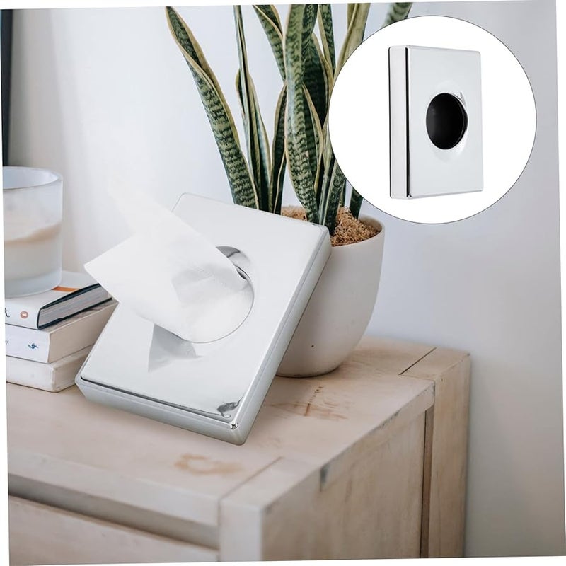 صندوق تخزين المناديل البلاستيكي الأبيض لحامل المنزل والمكتب والسيارة بتصميم مدمج يوفر المساحة - Image 4