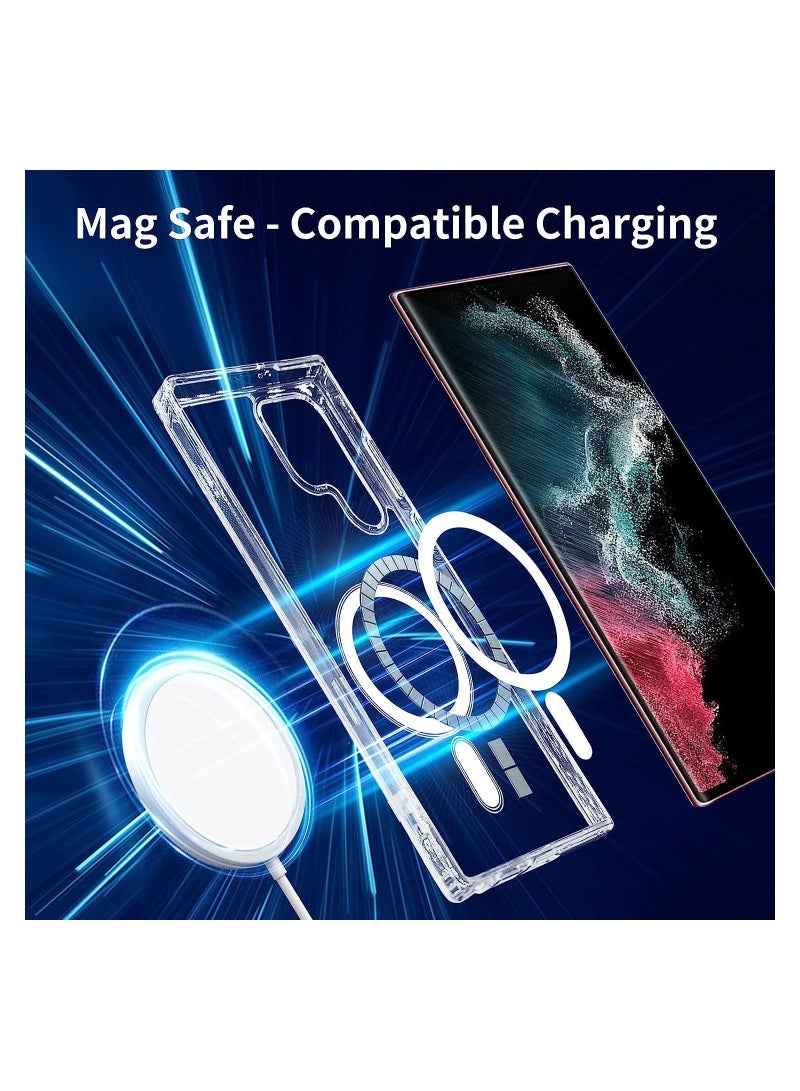 غطاء شفاف لجهاز S22 Ultra من سامسونج جالاكسي S22 Ultra مع دعم شاحن Magsafe شحن فائق النحافة مضاد للصدمات وشفاف غير مصفر لجهاز S22 Ultra 6.8 بوصة 2022 - Image 2