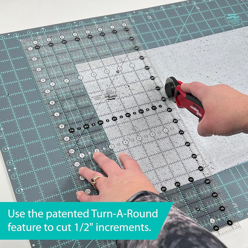 Creative Grids Quilt Ruler 6-1/2in x 12-1/2in Rectangle – CGR612 – Made in USA, Non-Slip Grip Acrylic Quilting, Sewing, Crafting, Patchwork Ruler for Measuring & Cutting Fabric - Image 3