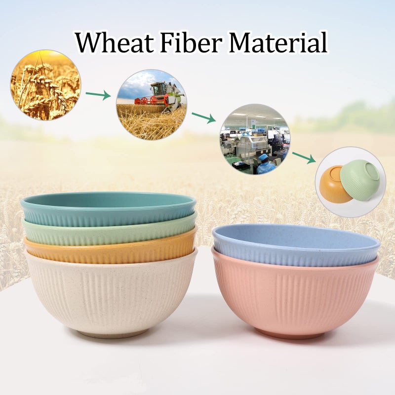 Sel Natural Cereal Bowls,6Pcs Wheat Straw Bowls Set,Microwave and Dishwasher Safe BPA Free,Unbreakable Rice,Soup Bowls - Image 3