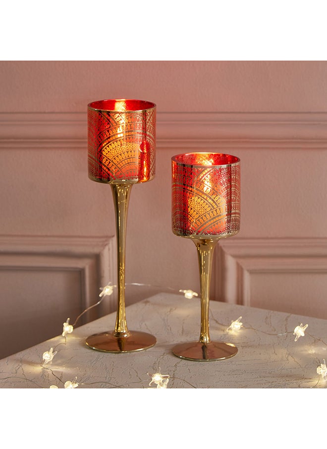 Home Box - Dexi 2-Piece Glass Candle Holder Set 7 x 25 x 7 cm - Image 1