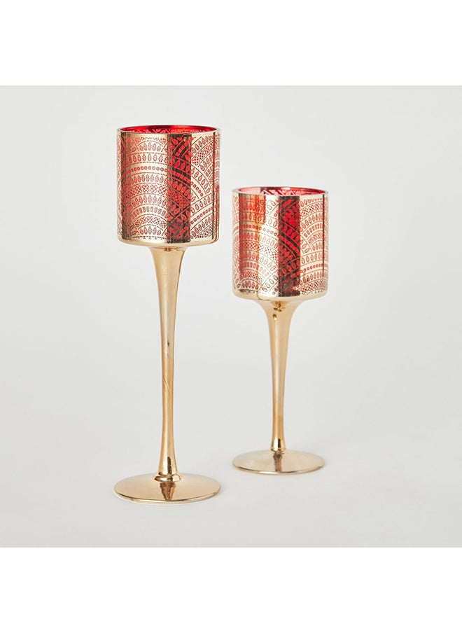 Home Box - Dexi 2-Piece Glass Candle Holder Set 7 x 25 x 7 cm - Image 1