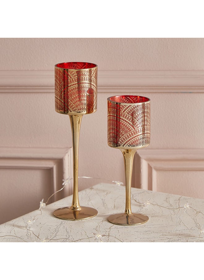 Home Box - Dexi 2-Piece Glass Candle Holder Set 7 x 25 x 7 cm - Image 1