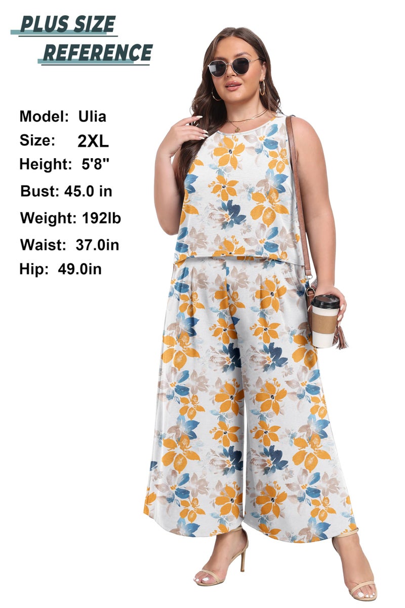 Lepunuo Women's Summer 2 Piece Outfits Crop Sleeveless Top and Cozy Wide Leg Pants Matching Set Lounge Summer Trendy Clothes - Image 3