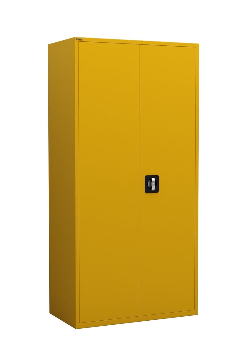 RIGID خزانة RIGID الثقيلة المصنوعة من الحديد المجلفن مع 3 رفوف و 4 حجرات وباب مفتوح بالكامل لخزانة التخزين والتصنيف مع قفل مزدوج النقطة للمنزل والمكتب (183x90x48 سم) - Image 3