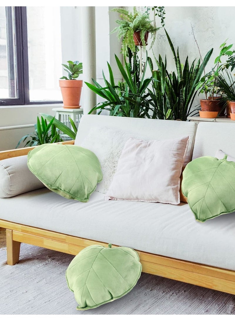 Captaintech 2 Pieces Soft Decorative Leaf Shaped Throw Pillow Cushion, 20 x 20 Inch 3D Leaf Shaped Throw Pillow, Leaves Sofa Pillow Green Plant Pillow, Home Decoration for Car Bedroom Living Room (Dark Green) - Image 2