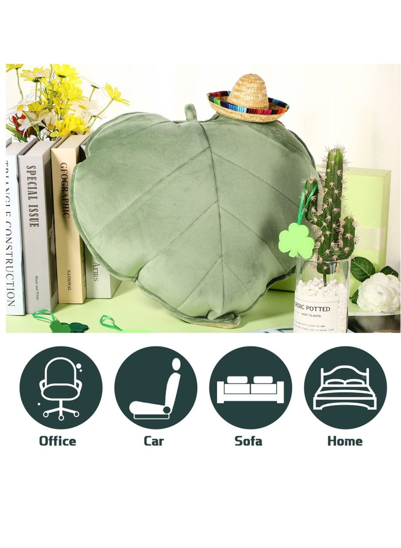 Captaintech 2 Pieces Soft Decorative Leaf Shaped Throw Pillow Cushion, 20 x 20 Inch 3D Leaf Shaped Throw Pillow, Leaves Sofa Pillow Green Plant Pillow, Home Decoration for Car Bedroom Living Room (Dark Green) - Image 4