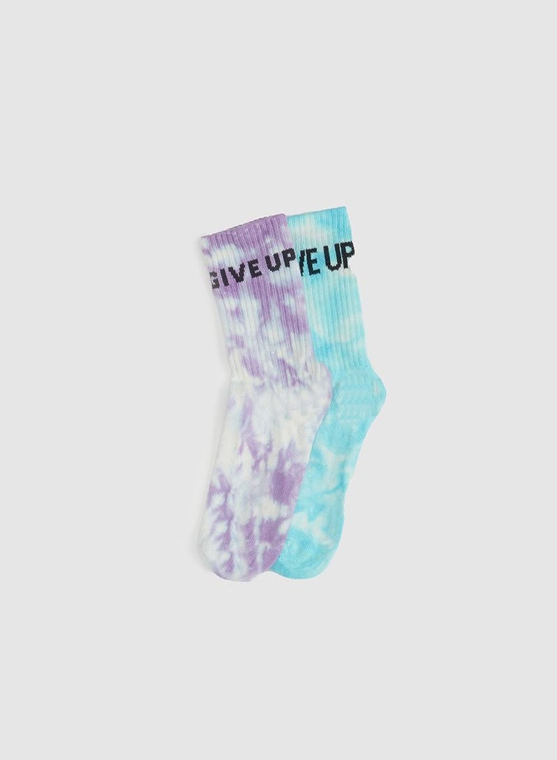 2 Pairs Cotton Blend Tie-Dye Socks