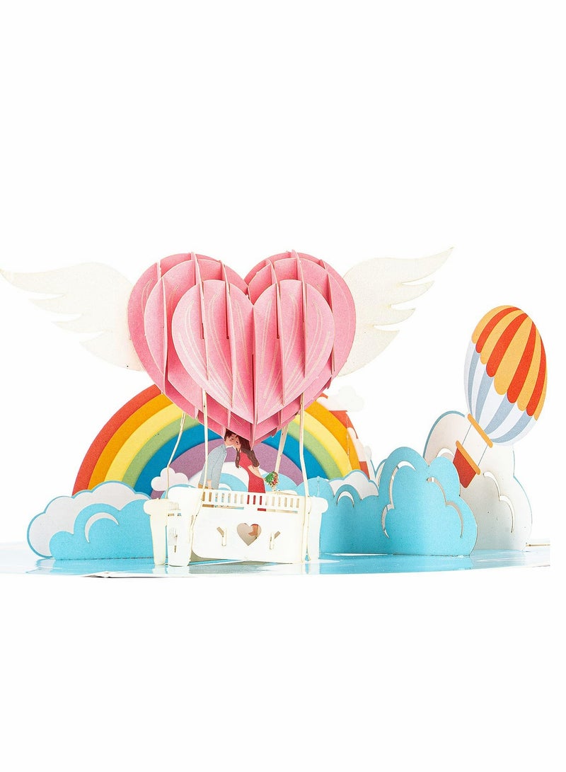 3D Hot Air Balloon Pop-Up Card for Anniversary, Wedding, Valentine's Day, Engagement - A Romantic Gift for Couples, Lovers, Husbands, Wives, Girlfriends, Boyfriends for All Occasions. - Image 1