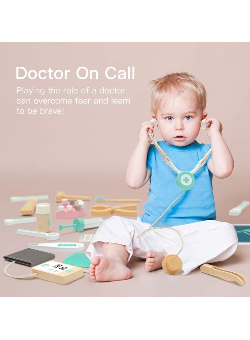 KASTWAVE 18 Piece Wooden Doctor Kit for Kids & Toddlers - Pretend Play Dentist Medical Playset, Ideal Gift for Boys & Girls Aged 3+ Years - Image 3