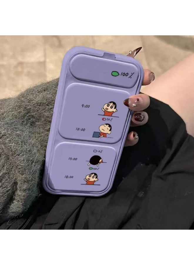 NIBEMINENT Cute Power Xiao Xin Protective TPU Case Cover For iPhone 15 Pro Max, Purple