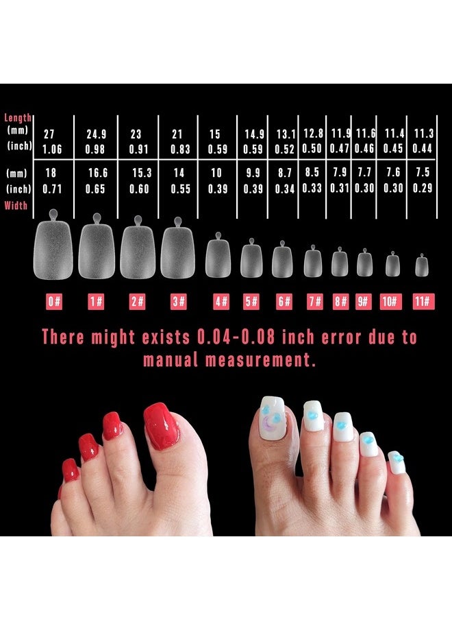 NOVO OVO 120 pcs Long Toe Nail Tips Press on, Curved Full Cover Longtoes Claw, Clear Double Matte Pre-filed Nail Extension for Pedicure Acrylic, Tapered Square Soft Gel Toenails x 12 Sizes  - Image 5