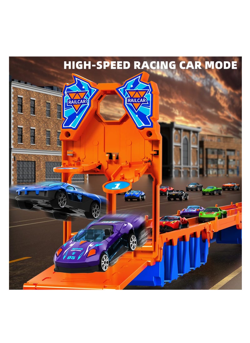 XiuWoo Race Cars Track Truck Toys for Boys 2-7 Years Old, 78.7-inch Transport Carrier Trucks, Foldable Track Storage, die-cast Cars, for Toddlers & Kids  - Image 3