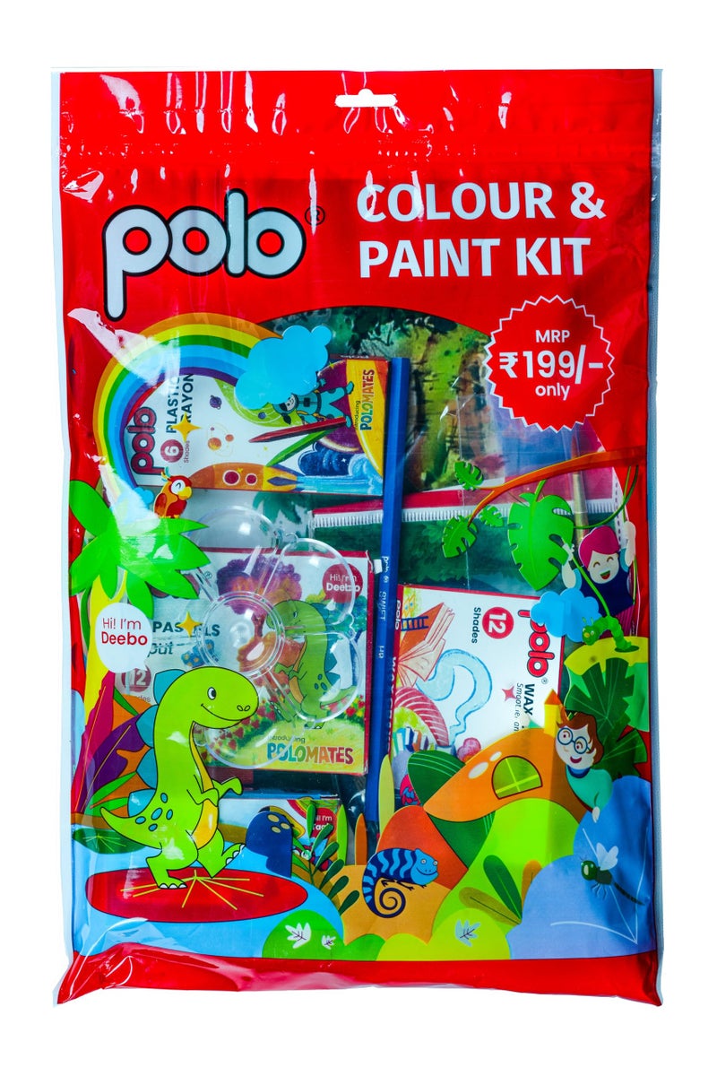 polo Colour & Paint Kit | Complete Art Set for Kids and Beginners | Includes Watercolors, Acrylic Paints, Brushes, and Palette | Ideal for Drawing, Painting, and Creative Projects - Image 1