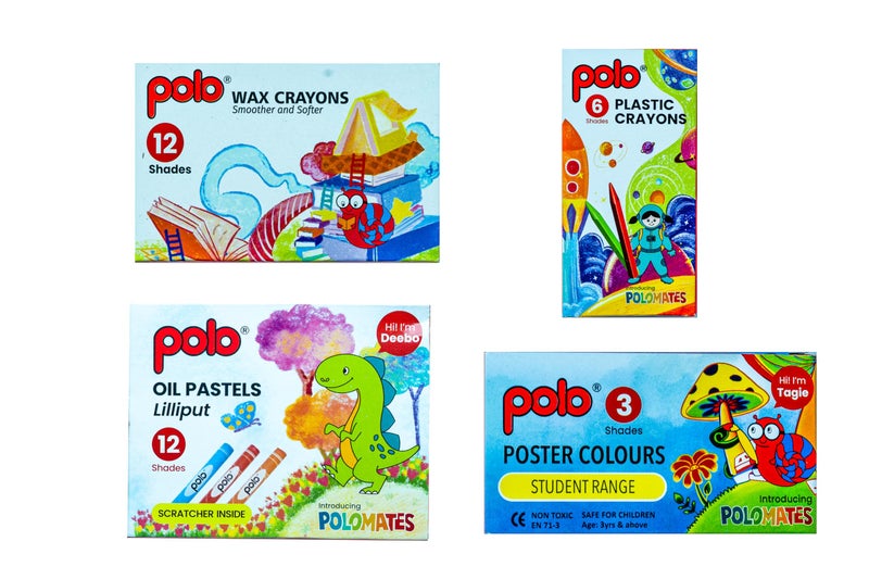 polo Colour & Paint Kit | Complete Art Set for Kids and Beginners | Includes Watercolors, Acrylic Paints, Brushes, and Palette | Ideal for Drawing, Painting, and Creative Projects - Image 2