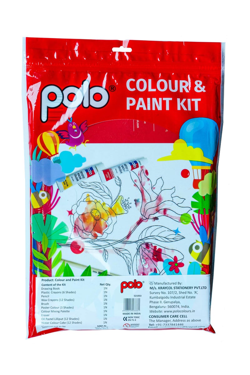 polo Colour & Paint Kit | Complete Art Set for Kids and Beginners | Includes Watercolors, Acrylic Paints, Brushes, and Palette | Ideal for Drawing, Painting, and Creative Projects - Image 3