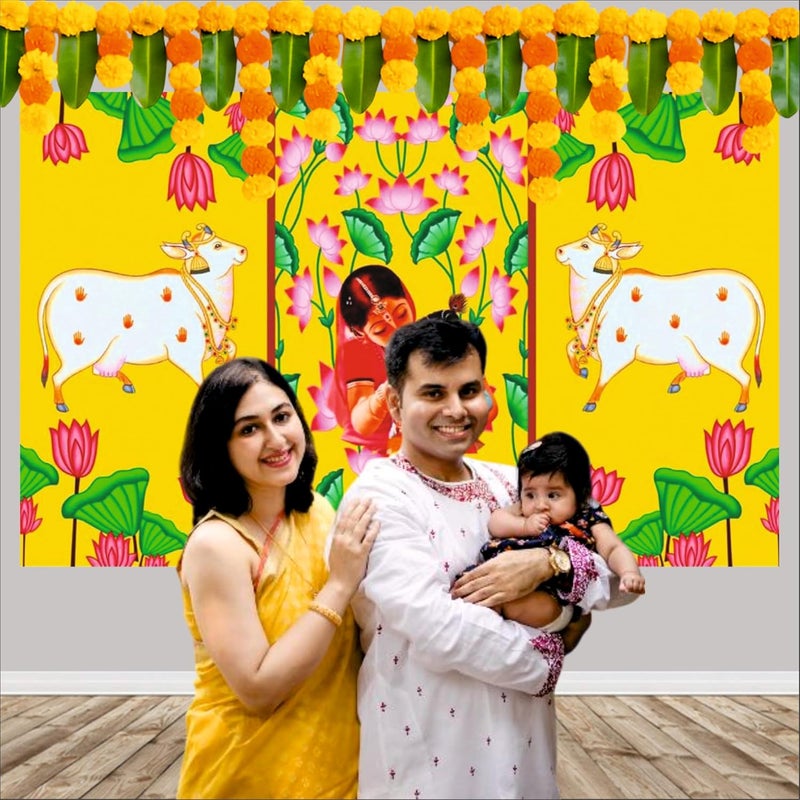 Party Baazaar Annaprashan Backdrop Banner | Traditional Annaprashana Decoration | Baby Annaprashan Decoration Items (Pack of 1, Size: 8x5 Feet) - Image 4