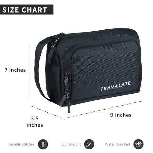 TRAVALATE Polyester Lightweight, Water-Resistant Toiletry Organizer Dopp Kit for Men and Women |Unisex Multipurpose Spacious Travel Accessories, Makeup Kit Bag - Black - Image 3