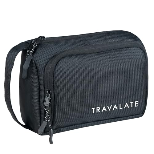 TRAVALATE Polyester Lightweight, Water-Resistant Toiletry Organizer Dopp Kit for Men and Women |Unisex Multipurpose Spacious Travel Accessories, Makeup Kit Bag - Black - Image 1