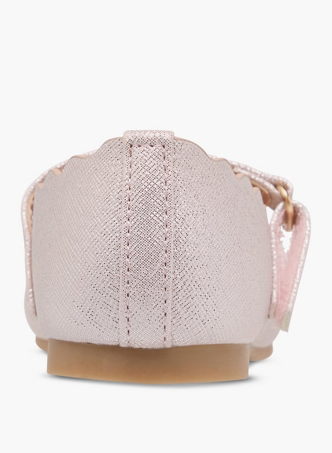 JUNIORS Girls Scallop Hem Ballerina Shoes with Hook and Loop Closure - Image 5