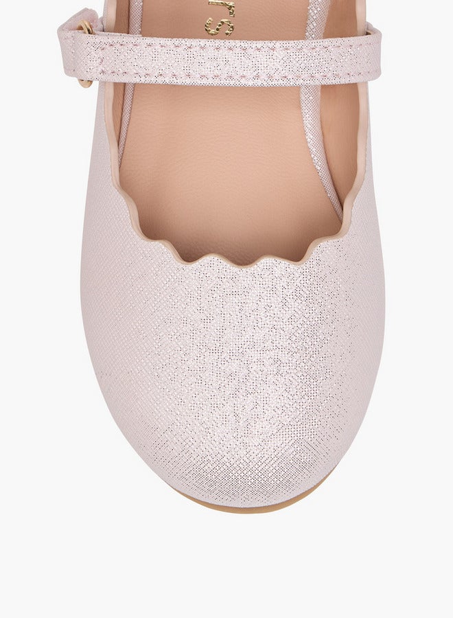 JUNIORS Girls Scallop Hem Ballerina Shoes with Hook and Loop Closure - Image 4