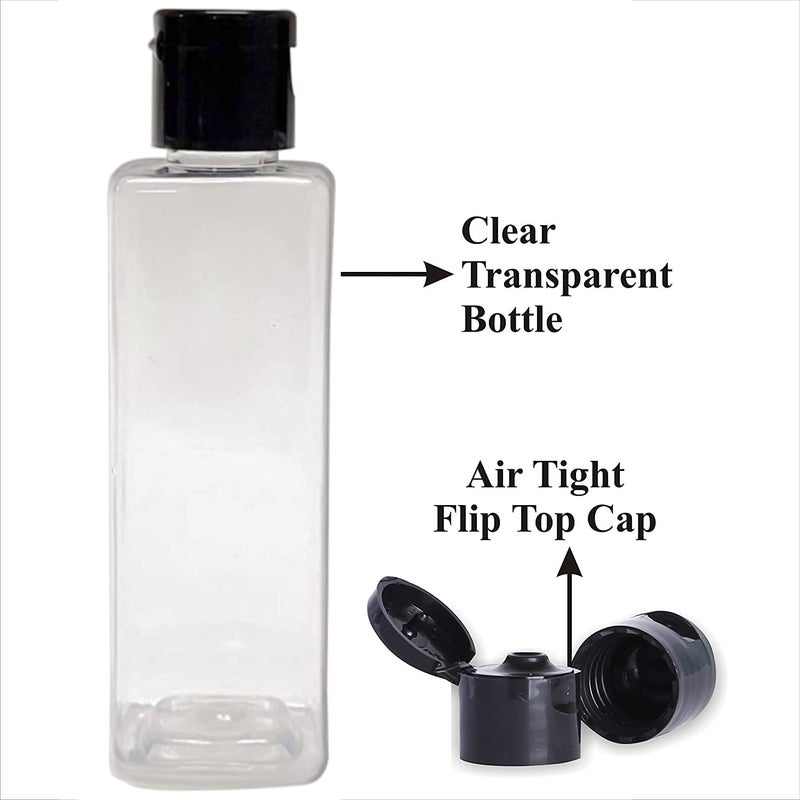 Harrods زجاجات بلاستيكية شفافة فارغة من هارودز قابلة لإعادة التعبئة بحجم السفر حاويات تجميل صغيرة مضادة للتسرب زجاجات ضغط مع غطاء قابل للطي باللون الأسود للمواد الاستهلاكية شامبو 100 مل عبوة من 16 - Image 4