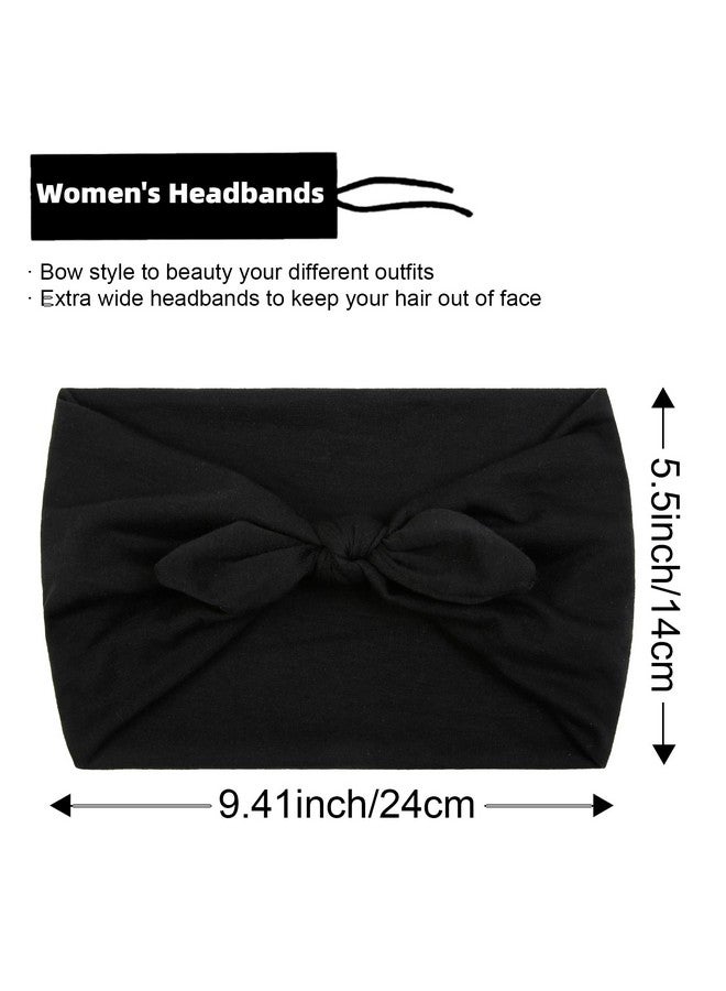 Huachi 4 Packs Bow Headbands for Women Girls, Wide Head Bands for Women's Hair Non Slip Soft Elastic Hair Bands, African Thick Workout Gym Turban Bandanas Head Wraps Hair Accessories - Image 2