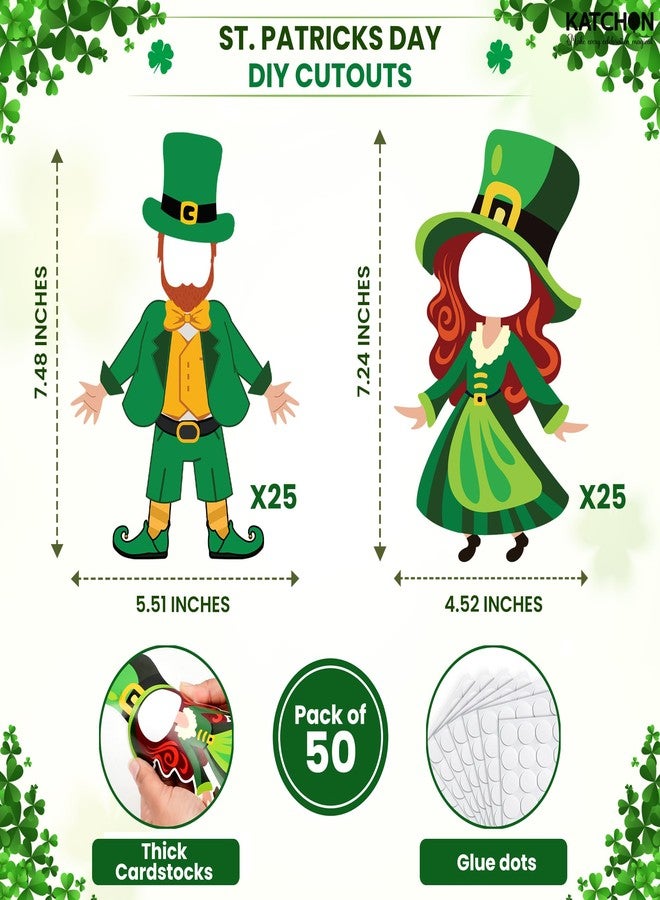 KatchOn, St. Patrick's Day Cutouts for Bulletin Board Decoration - Pack of 50 | DIY Photo Craft Cutout Leprechaun Hat and Dress Suit for St Patricks Day Decorations | Irish March Shamrock Party Decor - Image 2