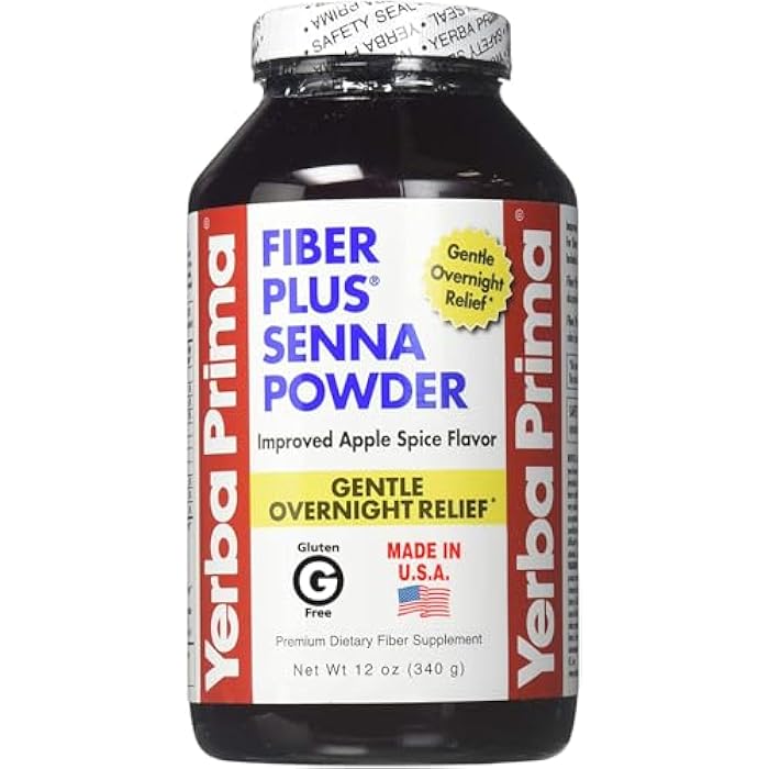 Yerba Prima Fiber Plus Senna Powder, 12 Ounce - for Short-Term Use to Restore Regularity, Improved Apple Spice Flavor, Stevia Sweetened, Provides Gentle Overnight Relief - Image 1