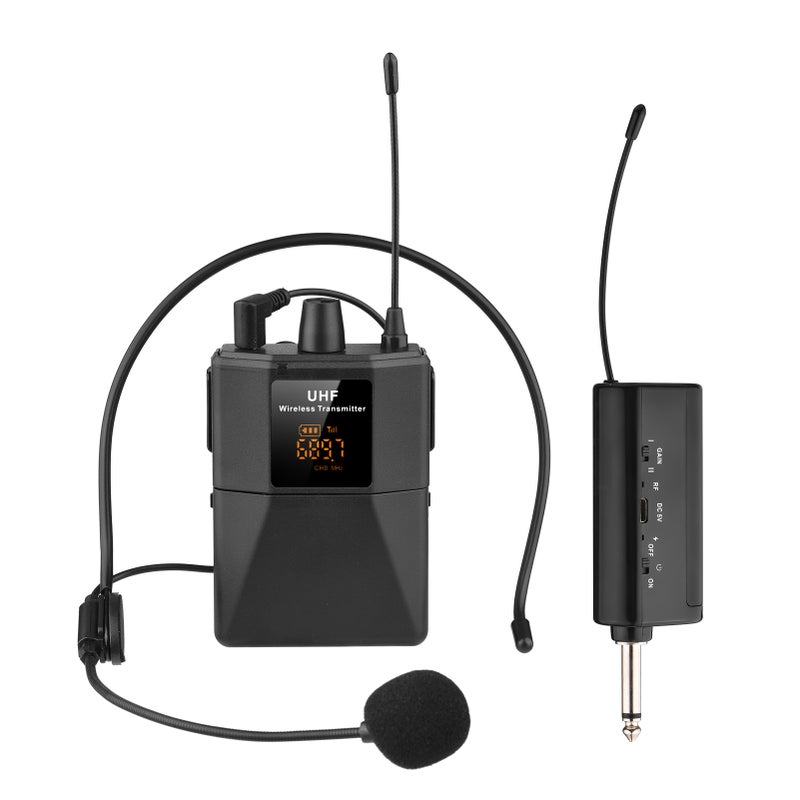 UHF Wireless Microphone Headset with Transmitter and Receiver, LED Digital Display Bodypack Transmitter, Headset Mic for Teaching Meeting Speech Live Performance - Image 1