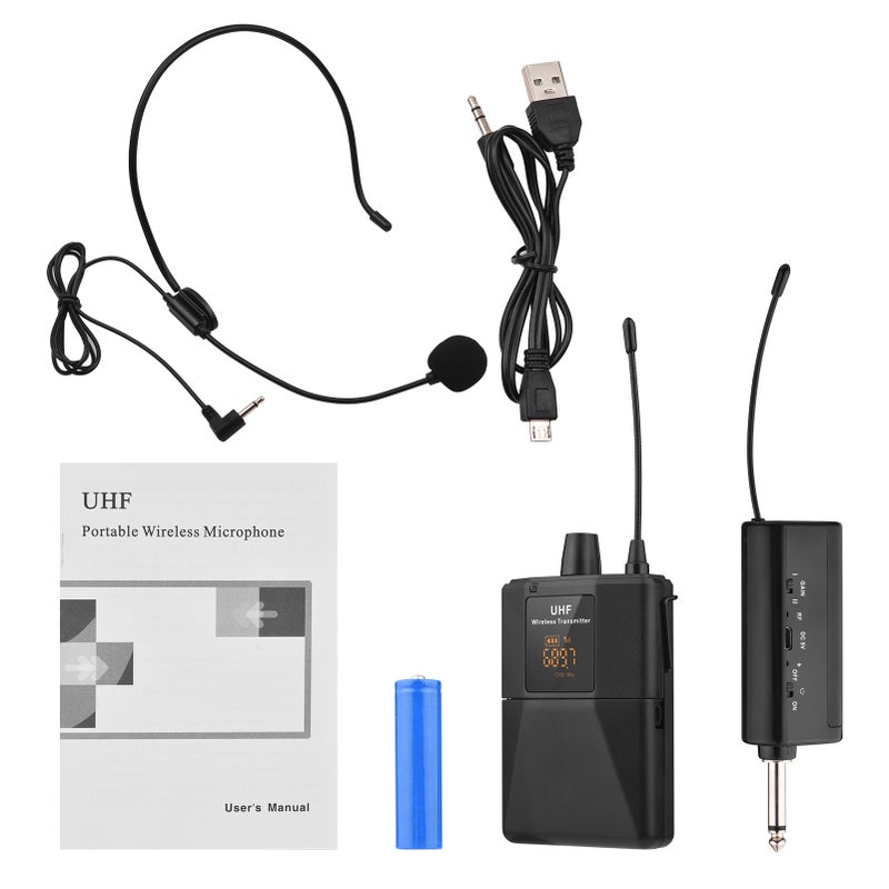 UHF Wireless Microphone Headset with Transmitter and Receiver, LED Digital Display Bodypack Transmitter, Headset Mic for Teaching Meeting Speech Live Performance - Image 4