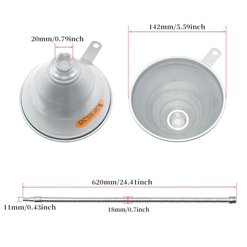 Yuesstloo قمع يويستلو 24.4 بوصة من الفولاذ مع فوهة قابلة للانحناء مع فلتر لجميع زيوت السيارات، والديزل، والسوائل الأخرى، مع قفازات - Image 4