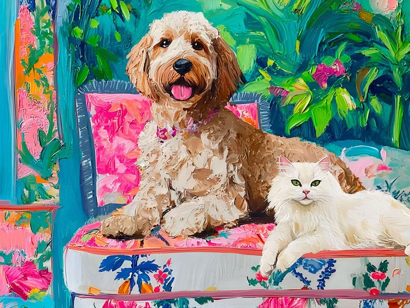 Springbok Floral Companions 500 Jigsaw Piece Puzzle for Adults Dog and Cat Puzzle Unique Cut Pieces Made in USA - Image 3