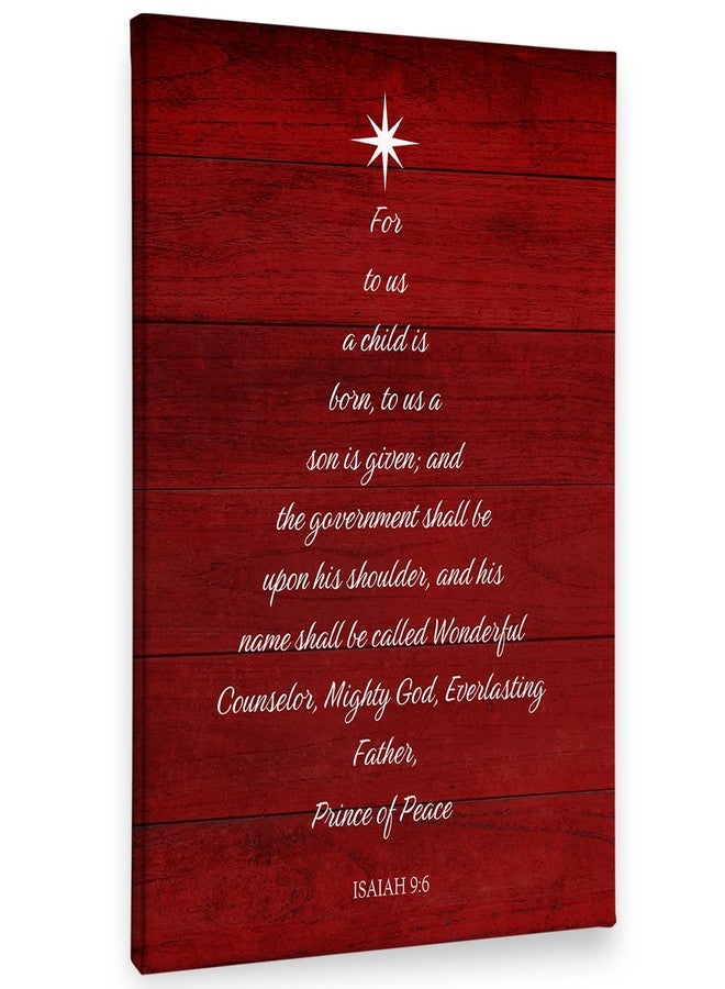 PHAMTE Christian Christmas Tree Isaiah 9:6 Wall Art Decor Canvas, Red Vintage Farmhouse Rustic Bible Verse Scripture Pictures Wall Decor Art for Living Room Home,Religious Artwork for Walls 11x14 inch - Image 1