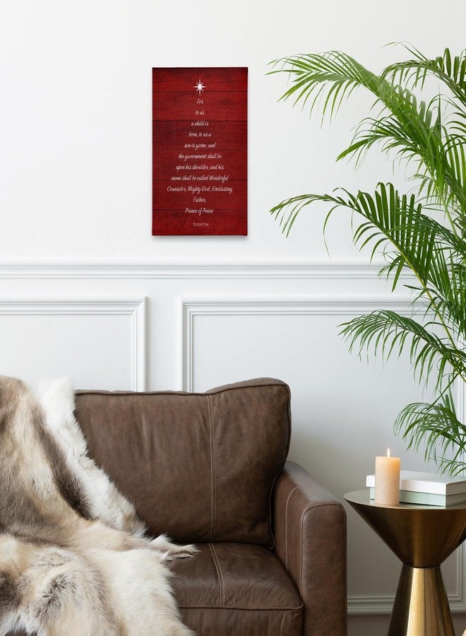 PHAMTE Christian Christmas Tree Isaiah 9:6 Wall Art Decor Canvas, Red Vintage Farmhouse Rustic Bible Verse Scripture Pictures Wall Decor Art for Living Room Home,Religious Artwork for Walls 11x14 inch - Image 2