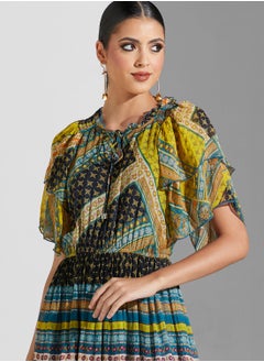 Label RITU KUMAR Ruffle Sleeve Printed Dress  - Image 3
