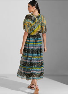 Label RITU KUMAR Ruffle Sleeve Printed Dress  - Image 2